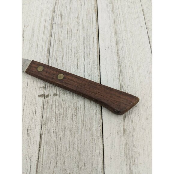 2 Prong Tine Meat Serving Fork Wood 7 1/2" Stainless Steel Bank Advertising - Picture 5 of 6